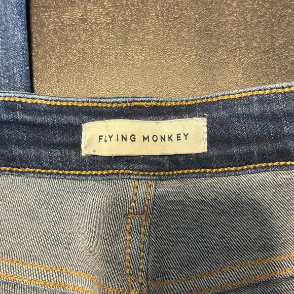 Flying Monkey Jeans Women’s 30 Distressed Raw Hem Stretch Blue Denim - Picture 2 of 8